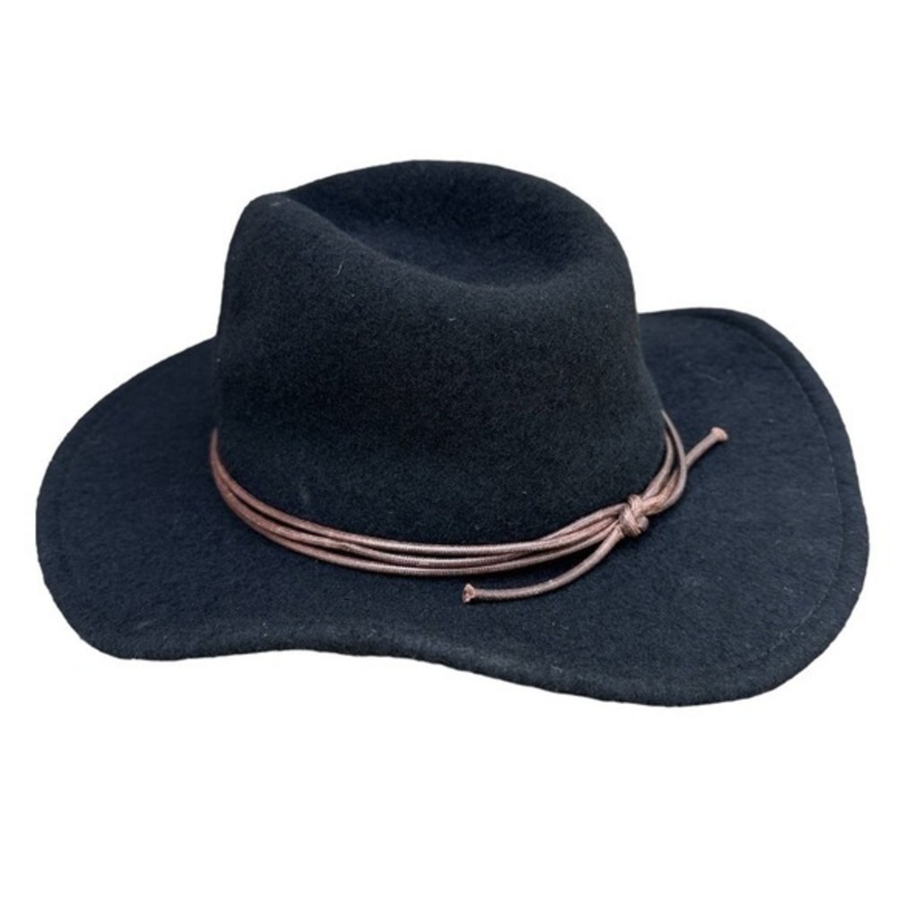 Brixton Mesa Fedora Hat Women OS Black Wool Felt Wide Brim Western New
